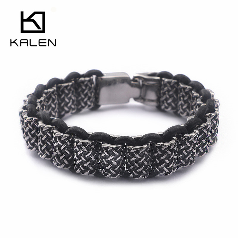 Men Accessories Ring And Bracelet - Kalen vintage preto pulseira de ligação