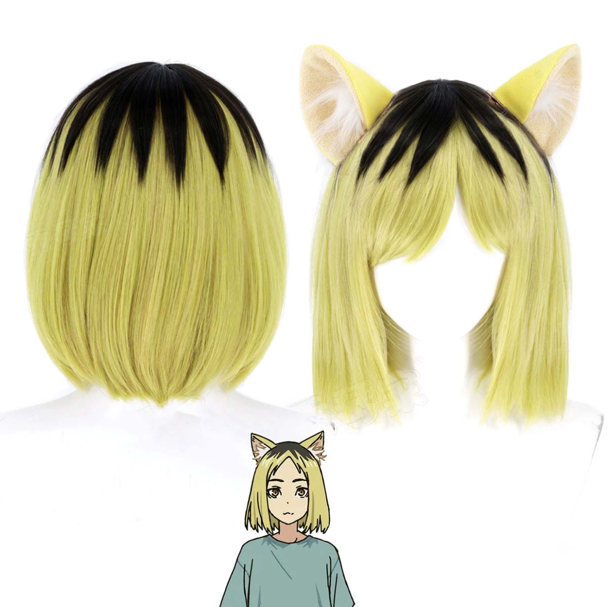 Men'S Yellow Accessories - Peruca de Cosplay Chainsmoker Cat Yaku