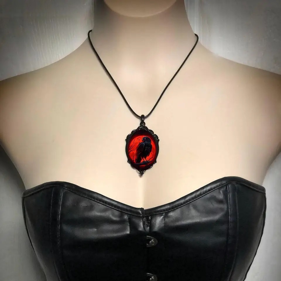 Gótico vampiro coruja cameo co - Men'S Vampire Accessories avaliação e preço