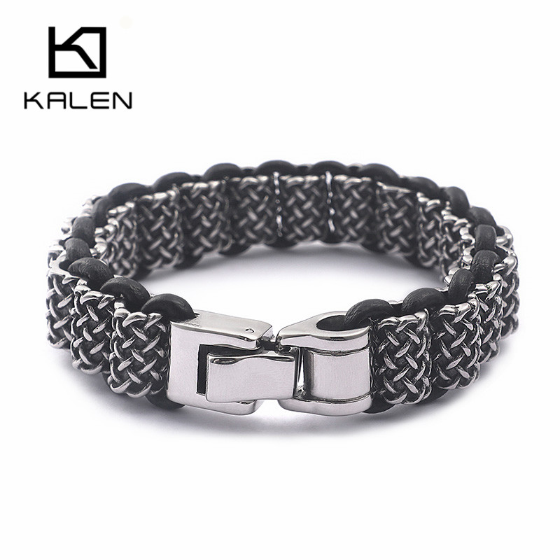 Kalen vintage preto pulseira d - Men Accessories Ring And Bracelet avaliação e preço