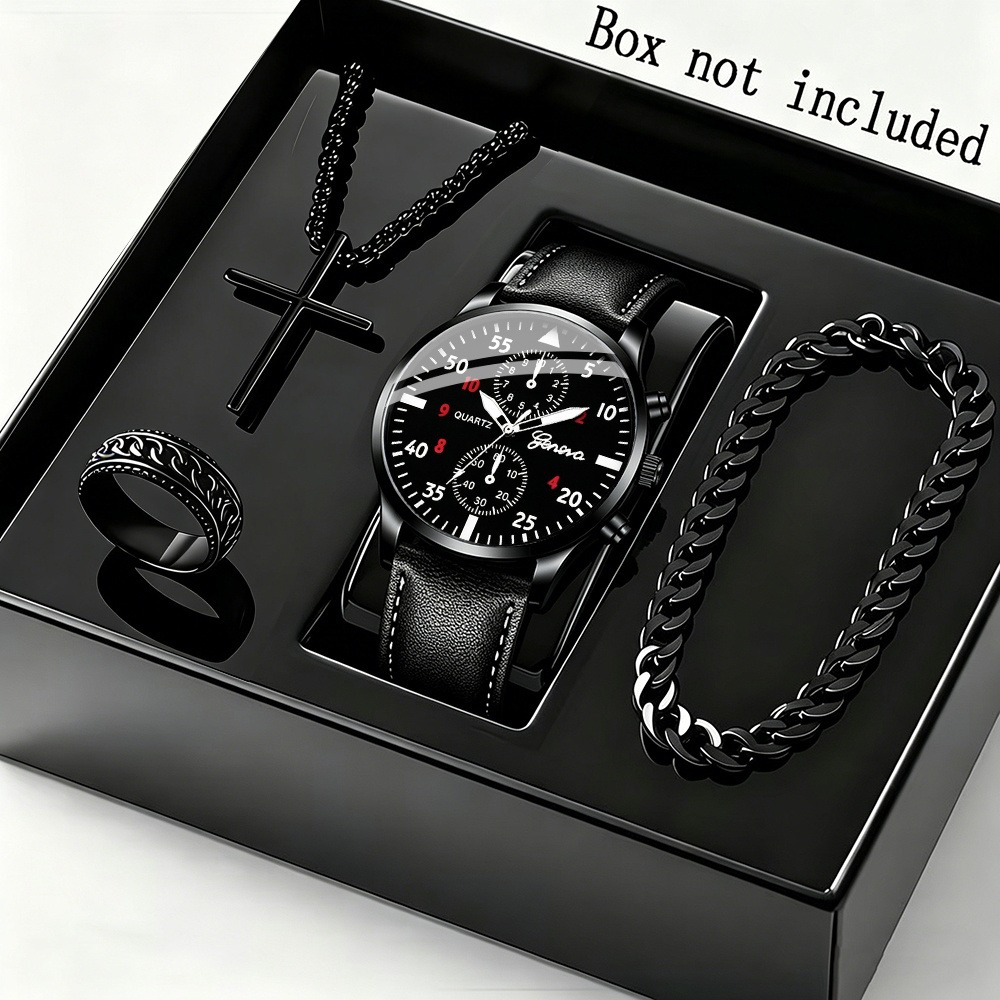 Conjunto Elegante de 4 Peças:  - Men Accessories Ring And Bracelet avaliação e preço