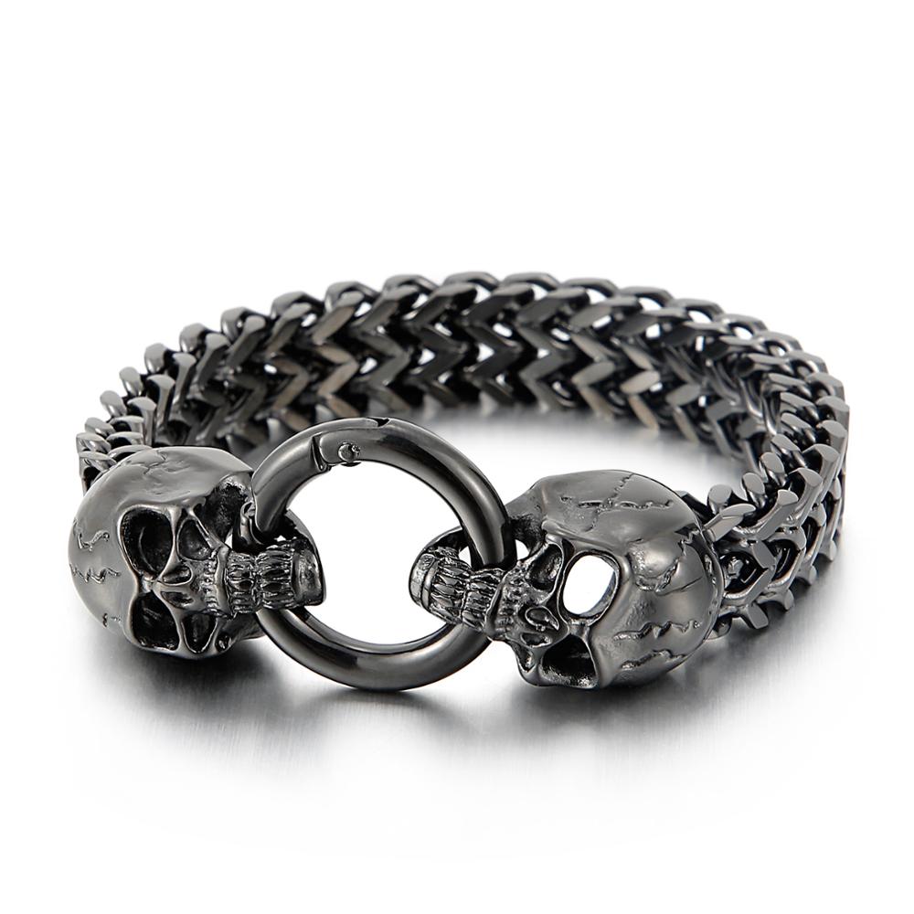 KALEN-Pulseira Punk Crânio de  - Men Accessories Ring And Bracelet avaliação e preço